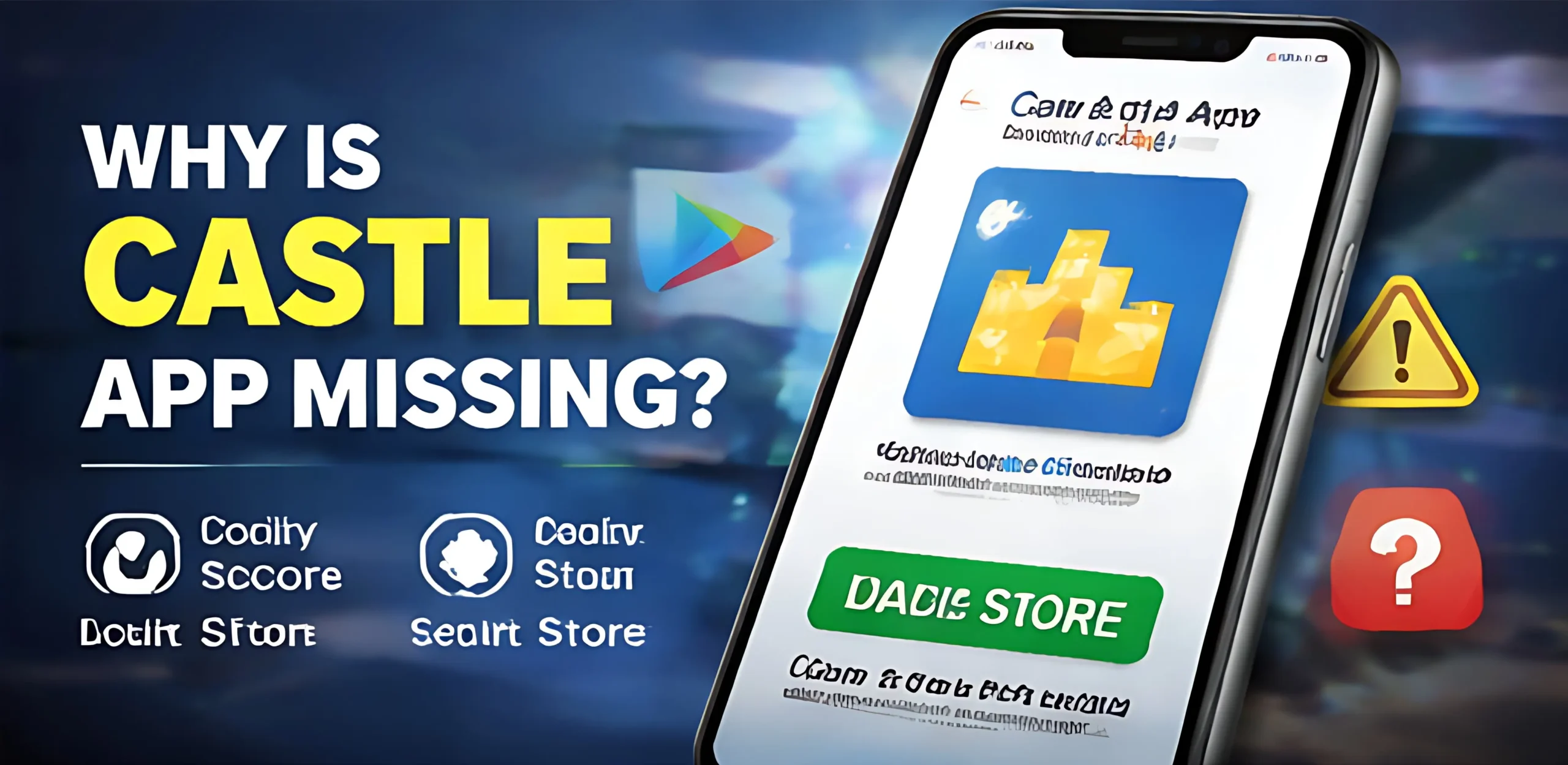 Why Castle App is missing from Play Store showing app screen and warning icons