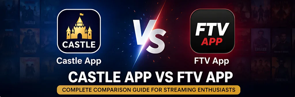 Castle App vs FTV App complete comparison banner showing features and streaming differences