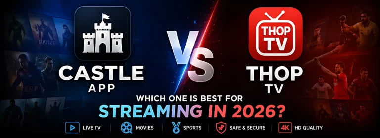 Castle App vs Thop TV comparison showing features performance and streaming quality in 2026