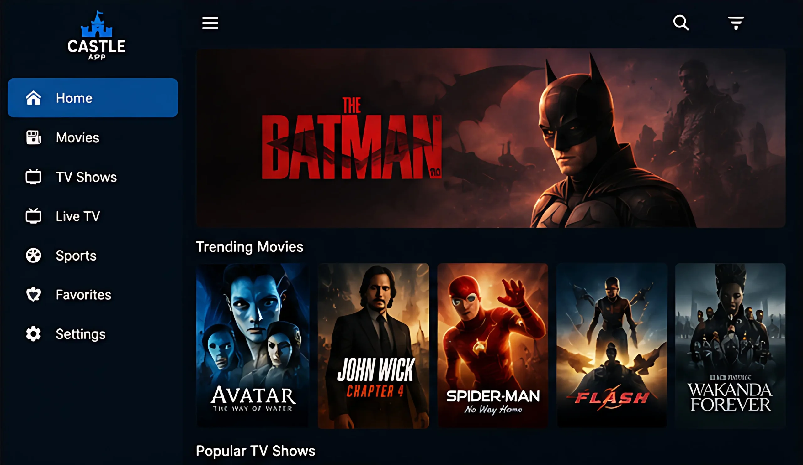 Castle App vs TeaTV features comparison including HD streaming, live TV, subtitles, downloads, and Firestick support