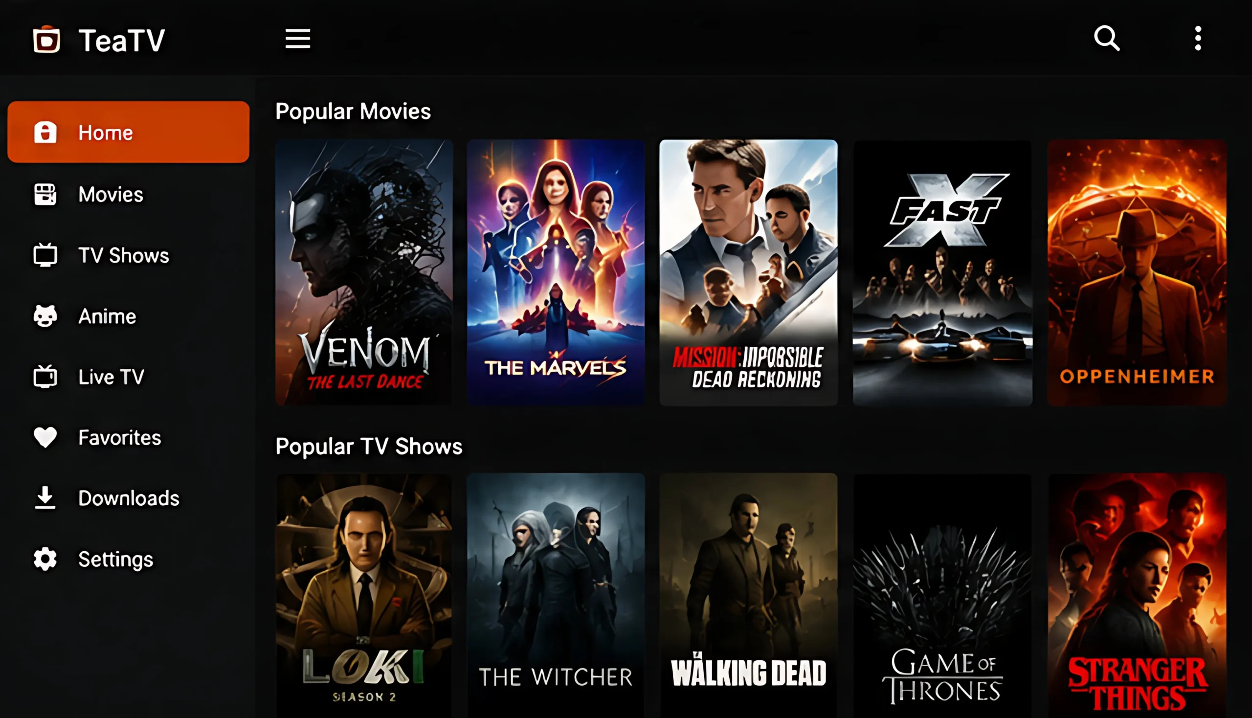Castle App and TeaTV interface comparison on Android TV and Firestick devices